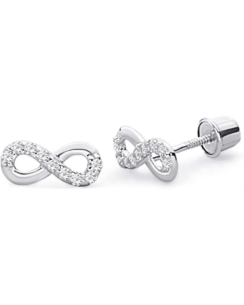 14k Yellow OR White Gold Infinity Stud Earrings with Screw Back White Gold $32.86 Earrings