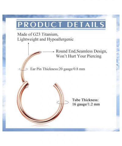 G23 Titanium Hoop Earrings for Women Men Girls Hypoallergenic Hinged Huggie Hoop Earrings Cartilage Helix Sleeper Lightweight...