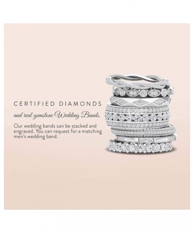 Natural and Certified Diamond and Gemstone Wedding Ring in 14K White Gold | 0.77 Carat Half Eternity Stackable Band for Women...