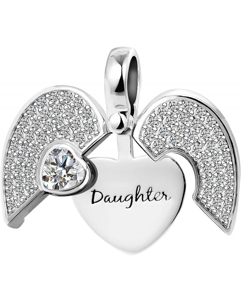 Daughter Love Openable Heart Birthstone Birthday Jewelry Dangle Pendant Charms Compatible with Pandora Charm Bracelets Neckla...