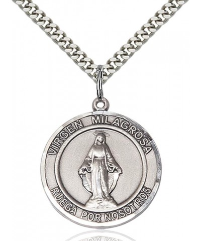 Sterling Silver Round Patron Saint Medal Pendant, 1 Inch Virgen Milagrosa $54.55 Pendants