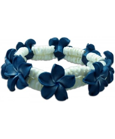 Plumeria Fimo Flower Double Heishi Hawaiian Bracelet Blue $13.24 Bracelets