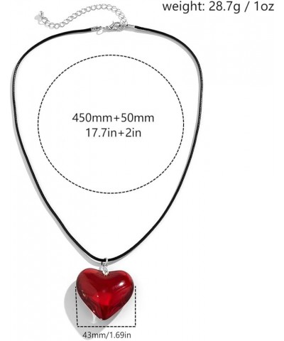 Chunky Puffy Heart Necklace - Queen of Hearts Accessories - Big Glass Heart Goth Choker Pendant Necklace for Girls Teens Wome...