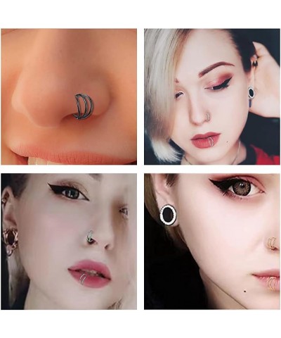 Nose Rings Lip Septum Clicker : Triple/Double Open Stack Conch Daith Piercing Jewelry Cartilage Earring Hoop Surgical Steel C...