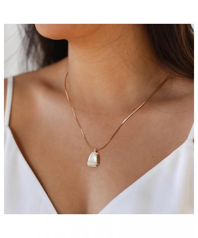 Pendant Necklace for Women, Dainty 14K Gold Plated Heart Pearl Opal Pendant Necklaces Jewelry for Teen Girls Gifts for Women ...