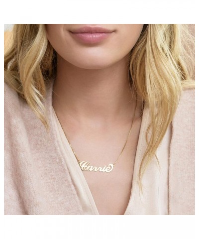 MYKA - Personalized "Carrie” Name Necklace in Sterling Silver 925, Rose Gold & Gold Plating, Yellow & White Gold – Custom Pen...