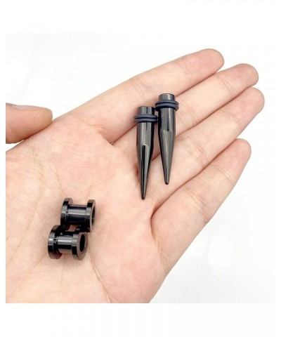 316L Surgical Steel Tapers and Screw Tunnels Ear Stretching Kit Gauges Plugs 7mm/1G, 9mm Black 1G/7MM $10.73 Body Jewelry