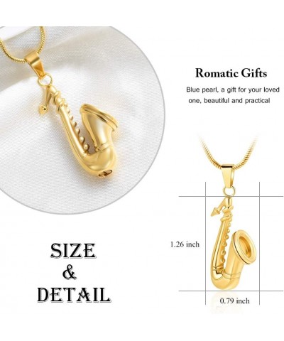 Music Urn Saxophone Horn Chain Necklace Cremation Ash Keepsake Pendant Gold $12.34 Necklaces