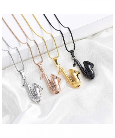 Music Urn Saxophone Horn Chain Necklace Cremation Ash Keepsake Pendant Gold $12.34 Necklaces