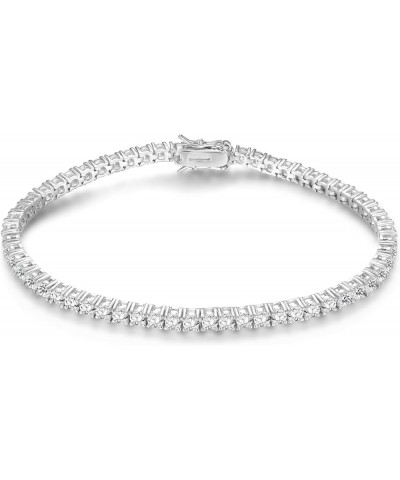 GMESME 18K White Gold Plated 3.0mm Cubic Zirconia Classic Tennis Bracelet 6/6.5/7/7.5/8/8.5/9 Inch White Gold 9 inch $9.03 Br...