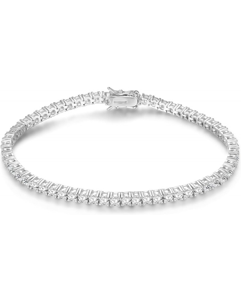 GMESME 18K White Gold Plated 3.0mm Cubic Zirconia Classic Tennis Bracelet 6/6.5/7/7.5/8/8.5/9 Inch White Gold 9 inch $9.03 Br...