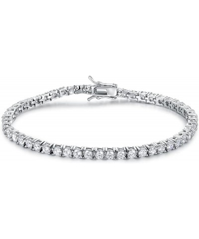 GMESME 18K White Gold Plated 3.0mm Cubic Zirconia Classic Tennis Bracelet 6/6.5/7/7.5/8/8.5/9 Inch White Gold 9 inch $9.03 Br...