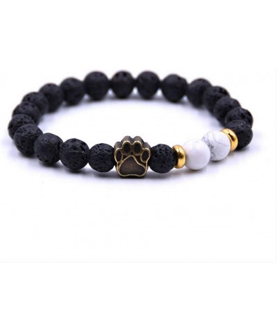 Lava Rock Stretch Beaded Bracelet Essential Oil Diffuser Dog Lover Paw Charm Pet Memorial Bracelet Bronze Dog Paw $8.79 Brace...