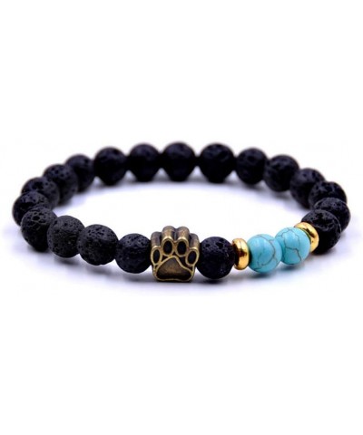 Lava Rock Stretch Beaded Bracelet Essential Oil Diffuser Dog Lover Paw Charm Pet Memorial Bracelet Bronze Dog Paw $8.79 Brace...