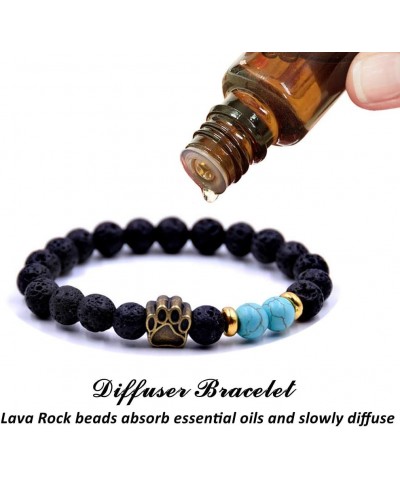 Lava Rock Stretch Beaded Bracelet Essential Oil Diffuser Dog Lover Paw Charm Pet Memorial Bracelet Bronze Dog Paw $8.79 Brace...