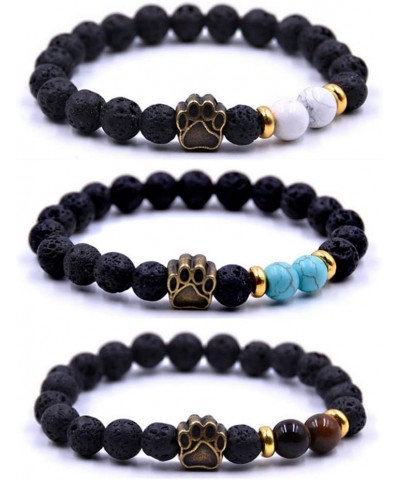 Lava Rock Stretch Beaded Bracelet Essential Oil Diffuser Dog Lover Paw Charm Pet Memorial Bracelet Bronze Dog Paw $8.79 Brace...