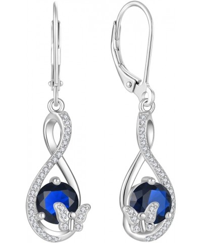 Butterfly Dangle Drop Earrings 925 Sterling Silver Infinity Leverback Birthstones Earrings Gift for Women Sapphire $33.00 Ear...