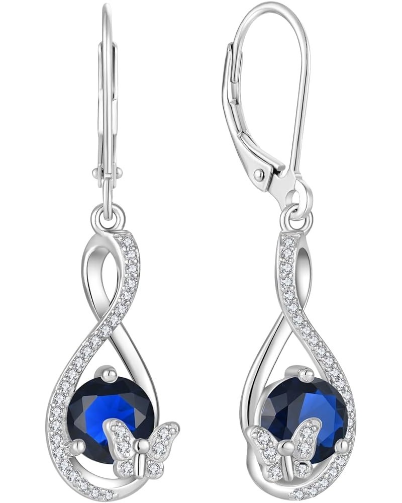 Butterfly Dangle Drop Earrings 925 Sterling Silver Infinity Leverback Birthstones Earrings Gift for Women Sapphire $33.00 Ear...