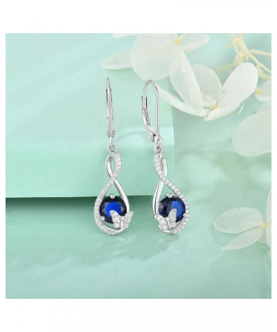 Butterfly Dangle Drop Earrings 925 Sterling Silver Infinity Leverback Birthstones Earrings Gift for Women Sapphire $33.00 Ear...