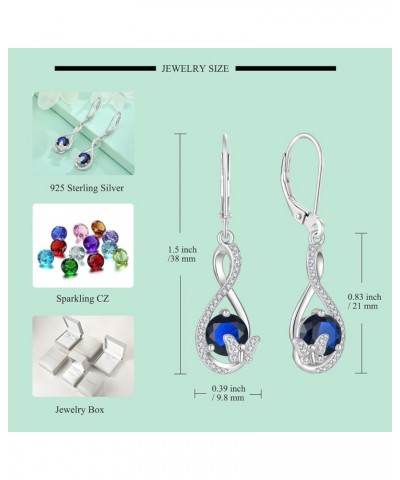 Butterfly Dangle Drop Earrings 925 Sterling Silver Infinity Leverback Birthstones Earrings Gift for Women Sapphire $33.00 Ear...