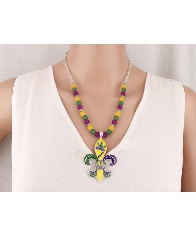 Mardi Gras Theme Pendant Frost Bead 18 Inch Necklace and Earrings Silve Plated $7.79 Jewelry Sets