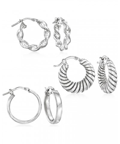 Italian Sterling Silver Jewelry Set: 3 Pairs Of Hoop Earrings $41.60 Earrings