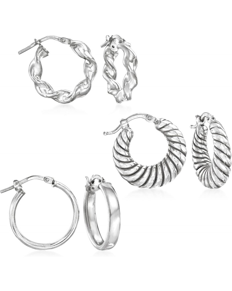 Italian Sterling Silver Jewelry Set: 3 Pairs Of Hoop Earrings $41.60 Earrings