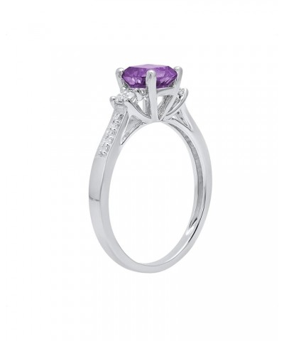 6mm Cushion Amethyst & Round White Sapphire with White Diamond 3 Stone Style Engagement Ring in 10K Gold 4 White Gold $95.79 ...