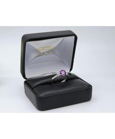 6mm Cushion Amethyst & Round White Sapphire with White Diamond 3 Stone Style Engagement Ring in 10K Gold 4 White Gold $95.79 ...