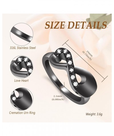 Cremation Jewelry Urn Ring for Ashes Infinity Crystal Memorial Ring for Human Dog Cat Ashes Stainless Steel Keepsake Ring for...