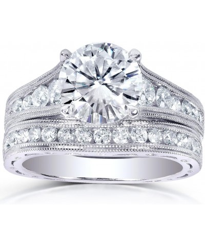 Moissanite & Channel Bridal Ring Set 14k White Gold $633.02 Sets