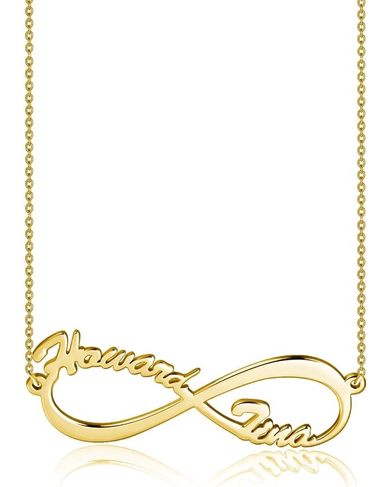 10k 14k 18k Solid Yellow Gold Personalized Infinity Name Necklace – Dainty Eternal Love Nameplate Jewelry - Custom Any Name G...