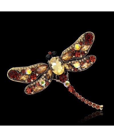 Handmade Rhinestones Dragonfly Statement Brooches Pins Women Girls Crystal Animal Jewelry Gift for Wedding Costume Banquet Bi...