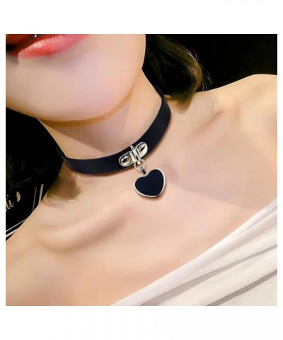 Gothic Jewelry-Goth PU Leather Choker Necklaces for Women-Heart Punk Rock Adjustable Black Collar Choker Necklaces Birthday G...