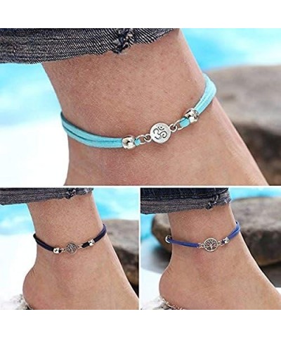 LAIMIO 4 Pcs Anklets Bracelet-Women Anklet Boho Beads Antique Silver Life Tree Anklets Foot Chain Beach Jewelry $6.75 Anklets