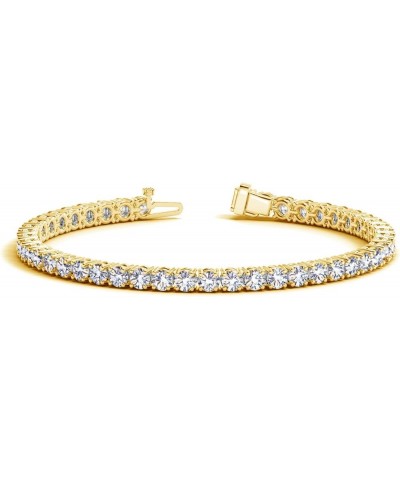 2-20 Carat NATURAL Classic Diamond Tennis Bracelet 4 Prong Luxury Collection (H-I Color, SI1-SI2 Clarity) Yellow Gold 15.0 ca...