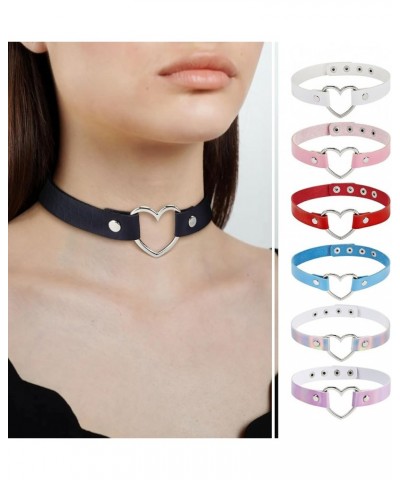 Love Heart Leather Choker Necklace for Women Punk PU Gothic Jewelry Adjustable Chain Collar for Women Girls Party Pink & Rain...