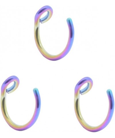 Fake Nose Ring 20g Faux Nose Hoop Nose Piercing Jewelry 6mm/8mm/10mm Septum Ring lip Rings 3pcs 6mm, Rainbow $6.23 Body Jewelry