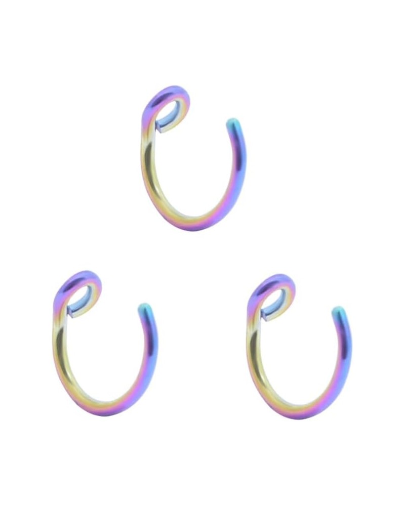 Fake Nose Ring 20g Faux Nose Hoop Nose Piercing Jewelry 6mm/8mm/10mm Septum Ring lip Rings 3pcs 6mm, Rainbow $6.23 Body Jewelry