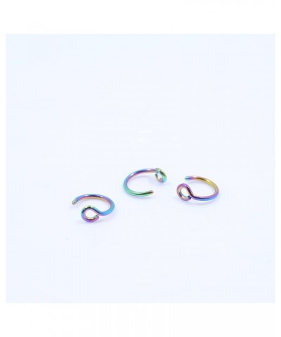 Fake Nose Ring 20g Faux Nose Hoop Nose Piercing Jewelry 6mm/8mm/10mm Septum Ring lip Rings 3pcs 6mm, Rainbow $6.23 Body Jewelry