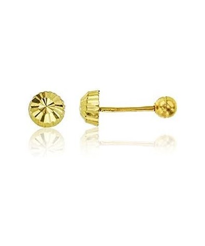 14K Yellow Gold Diamond Cut 4.00mm Half-Ball Ball Screw Back Stud Earring $16.66 Earrings