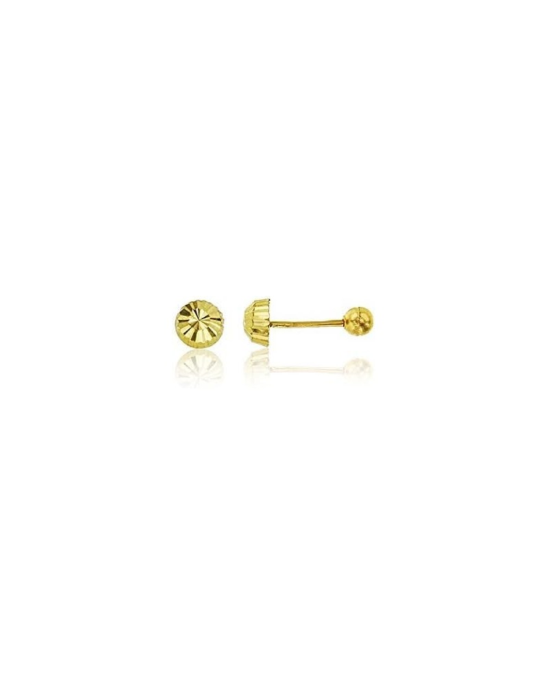 14K Yellow Gold Diamond Cut 4.00mm Half-Ball Ball Screw Back Stud Earring $16.66 Earrings