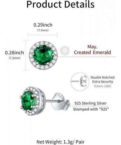 925 Sterling Silver Heart/Round/Pear/Emerald Cut Birthstone Halo Stud Earrings for Women Birthday Jewelry (with Gift Box) 05....