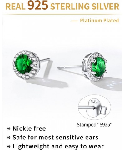 925 Sterling Silver Heart/Round/Pear/Emerald Cut Birthstone Halo Stud Earrings for Women Birthday Jewelry (with Gift Box) 05....