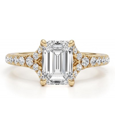 14K White/Yellow/Rose Gold Lab Grown Diamond 2.35 TCW (2ct Center, VS1 Clarity, F Color) Engagement Ring IGI Certified Emeral...