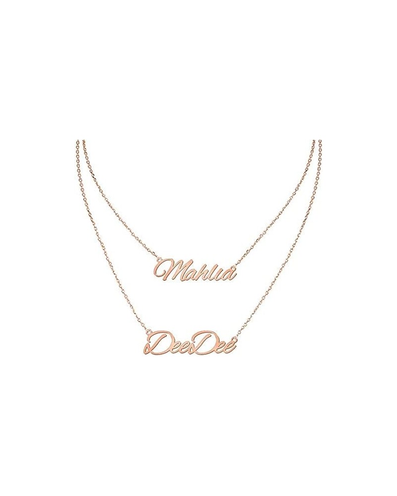 Layered Name Necklace Personalized with Heart Custom 18K Gold Plated Nameplate Pendant Customized Choker Name Necklace for Wo...