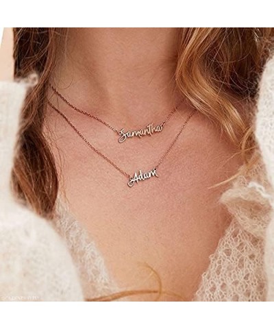 Layered Name Necklace Personalized with Heart Custom 18K Gold Plated Nameplate Pendant Customized Choker Name Necklace for Wo...