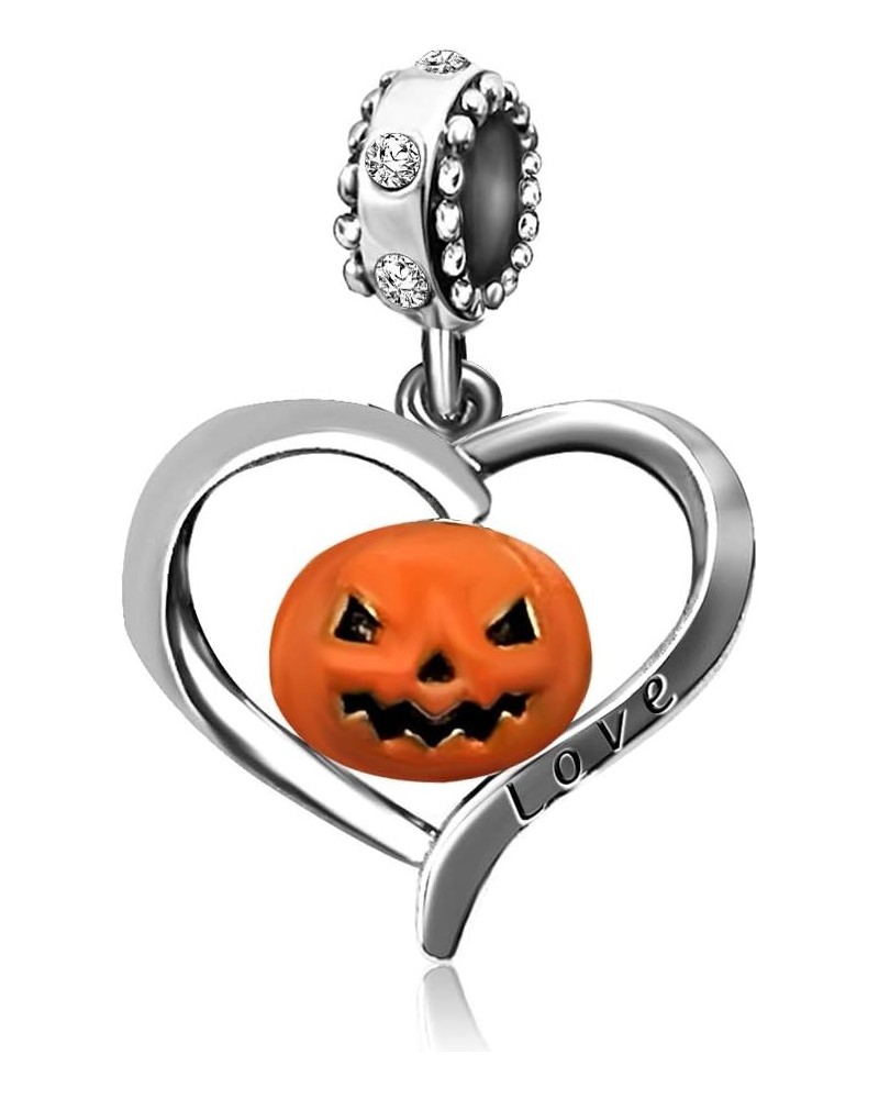 Pumpkin Heart Halloween Birthday Birthstone Dangle Ctystal Love Womens Beads Charms for Bracelet Christmas Jewelry Halloween ...