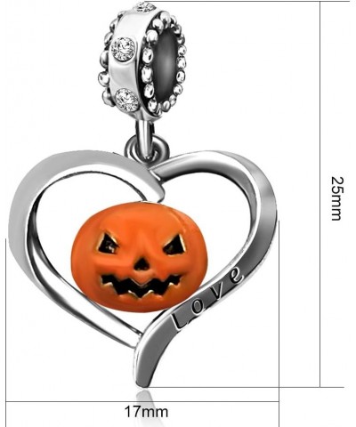 Pumpkin Heart Halloween Birthday Birthstone Dangle Ctystal Love Womens Beads Charms for Bracelet Christmas Jewelry Halloween ...