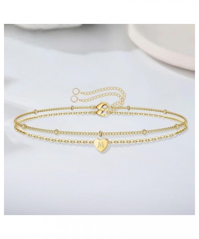 Gold Chain Initial Bracelets Girls Fashion Luxury Plated Layered Initial Bracelets Jewelry Gifts for Women M One Size $5.79 B...